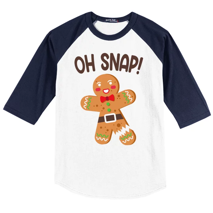 Oh Snap Gingerbread Funny Christmas Baseball Sleeve Shirt