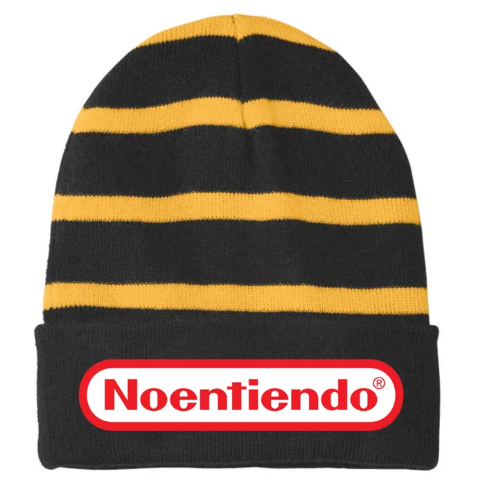 Old School Games No Entiendo Meme Noentiendo Striped Beanie with Solid Band