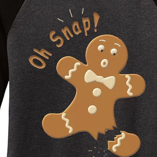 Oh Snap Gingerbread Funny Christmas Xmas Women's Tri-Blend 3/4-Sleeve Raglan Shirt