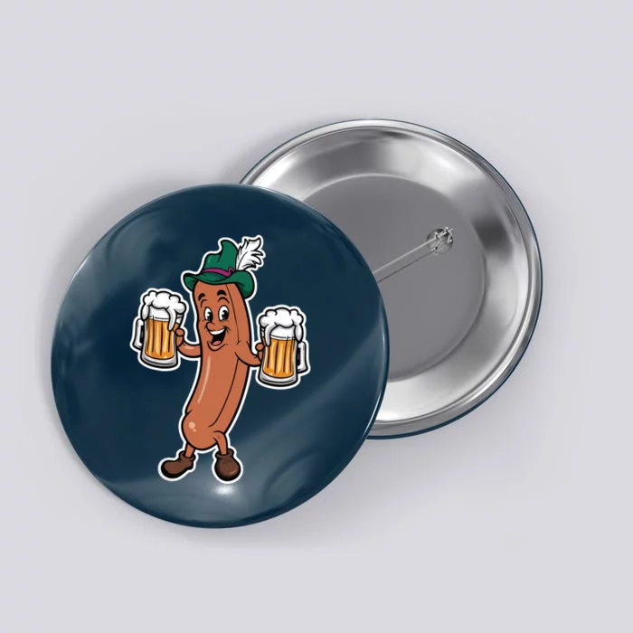 Oktoberfest Sausage Germany Lederhosen Bier Beer Button