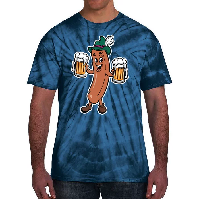 Oktoberfest Sausage Germany Lederhosen Bier Beer Tie-Dye T-Shirt