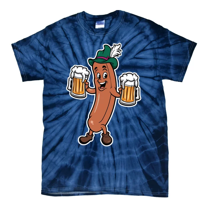 Oktoberfest Sausage Germany Lederhosen Bier Beer Tie-Dye T-Shirt