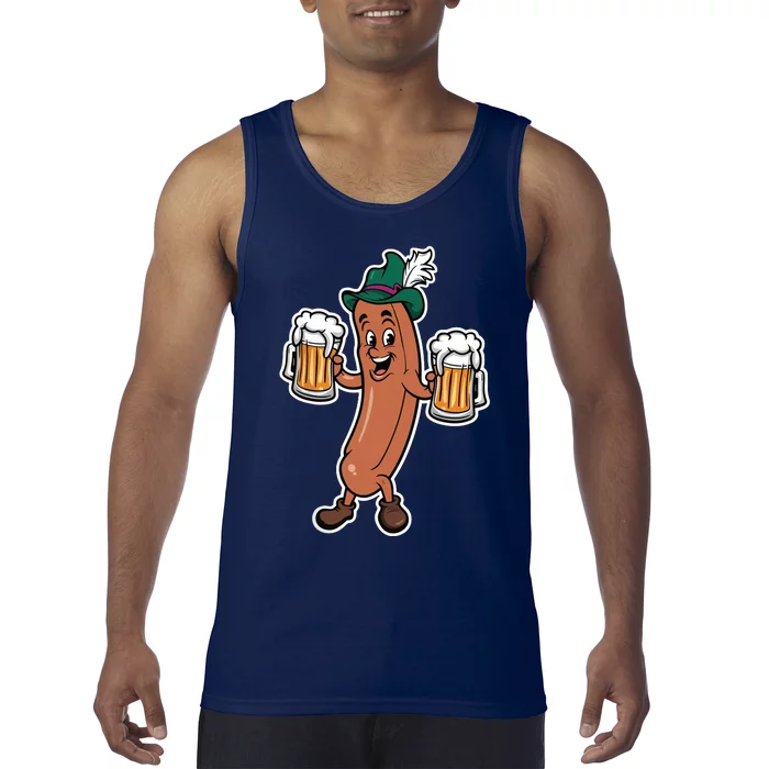 Oktoberfest Sausage Germany Lederhosen Bier Beer Tank Top