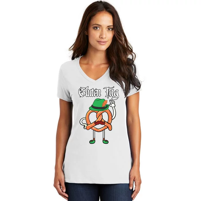 Oktoberfest Shirts German Gluten Pretzel Lover Germany Gift Women's V-Neck T-Shirt