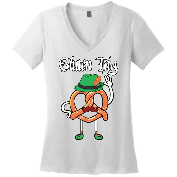 Oktoberfest Shirts German Gluten Pretzel Lover Germany Gift Women's V-Neck T-Shirt