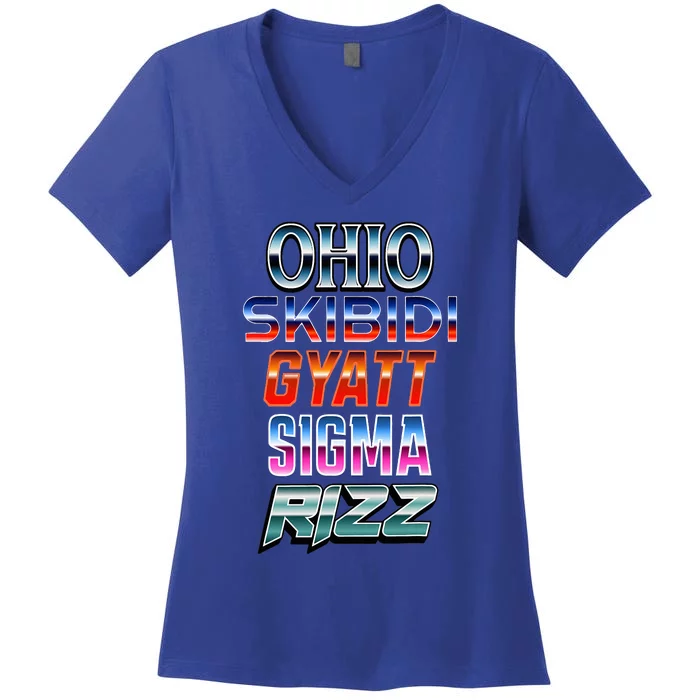 Ohio S.K.I.B.I.D.I Gyatt Sigma Rizz Women's V-Neck T-Shirt