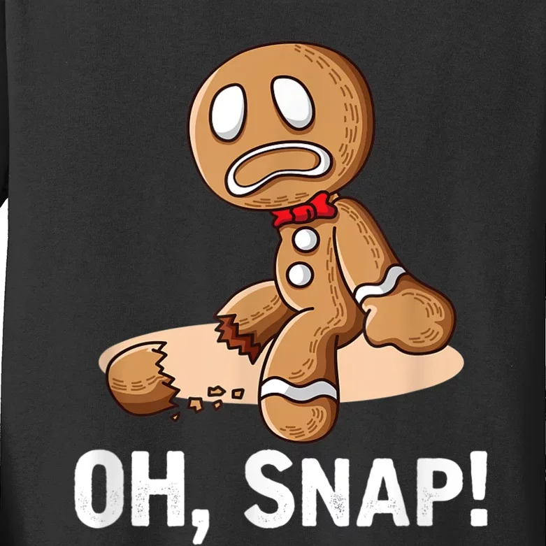 Oh Snap Gingerbread Cookie Man Broken Leg Kids Long Sleeve Shirt