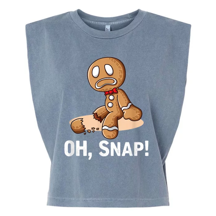 Oh Snap Gingerbread Cookie Man Broken Leg Garment-Dyed Women's Muscle Tee