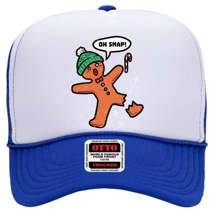 Oh Snap Gingerbread Man Funny Christmas Xmas High Crown Mesh Trucker Hat