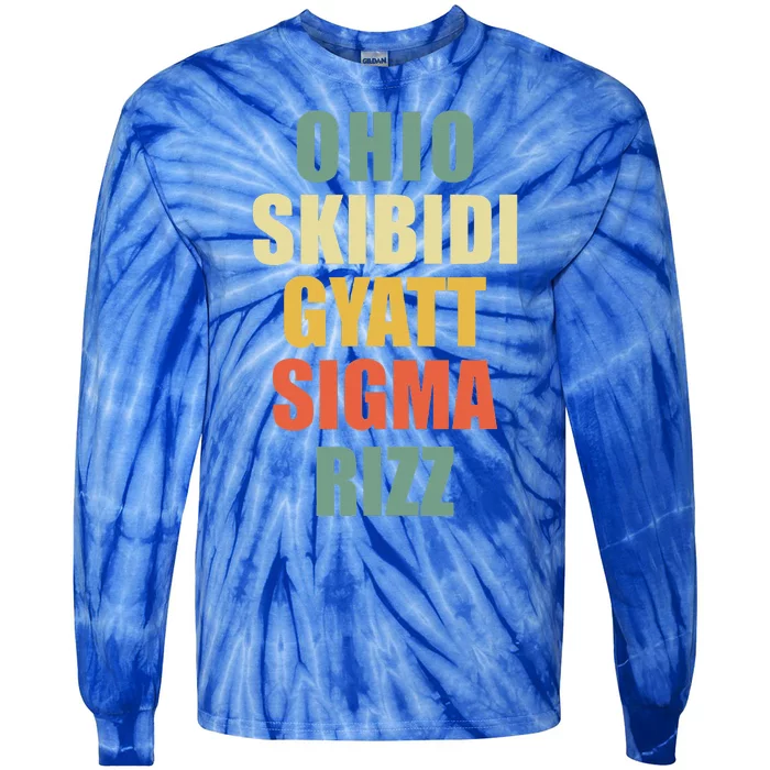 Ohio S.K.I.B.I.D.I. .Gyatt Sigma Rizz Tie-Dye Long Sleeve Shirt