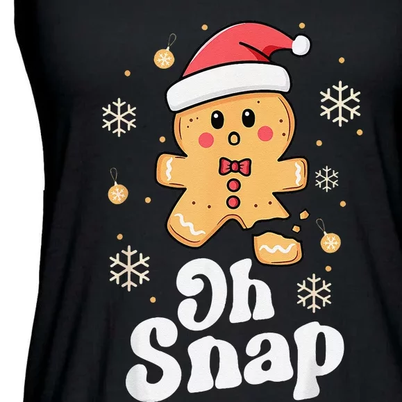 Oh Snap Gingerbread Man Cute Christmas Cookie Baking Team Ladies Essential Flowy Tank