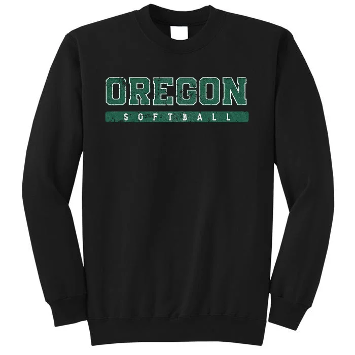 Oregon Softball Green Vintage Text Sweatshirt