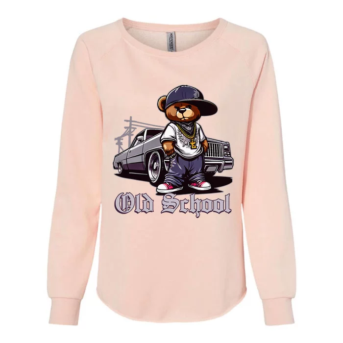 Old School Hip Hop Teddy Bear Lowrider Chicano Culture Cute Womens California Wash Sweatshirt