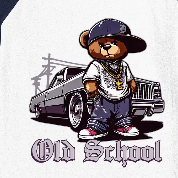 Old School Hip Hop Teddy Bear Lowrider Chicano Culture Cute Baseball Sleeve Shirt