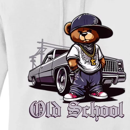 Old School Hip Hop Teddy Bear Lowrider Chicano Culture Cute Women's Pullover Hoodie