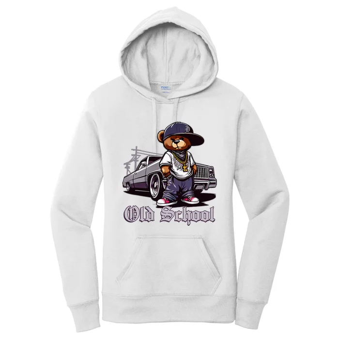 Old School Hip Hop Teddy Bear Lowrider Chicano Culture Cute Women's Pullover Hoodie