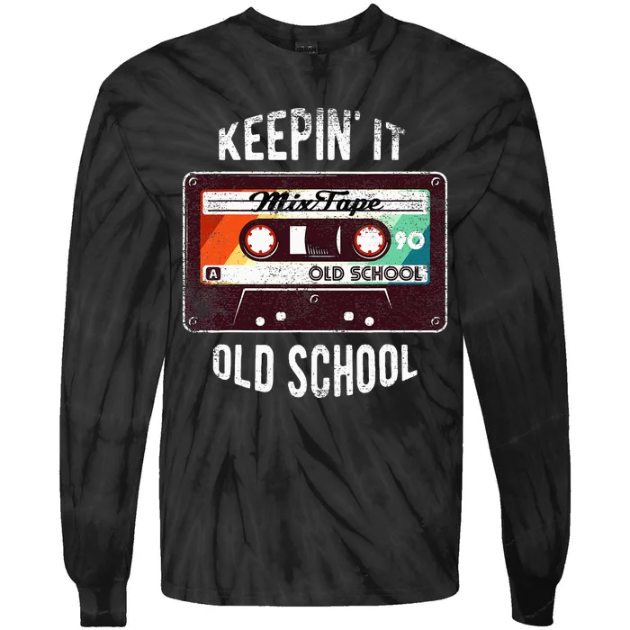 Old School Hip Hop 80s 90s Mixtape Graphic Tie-Dye Long Sleeve Shirt