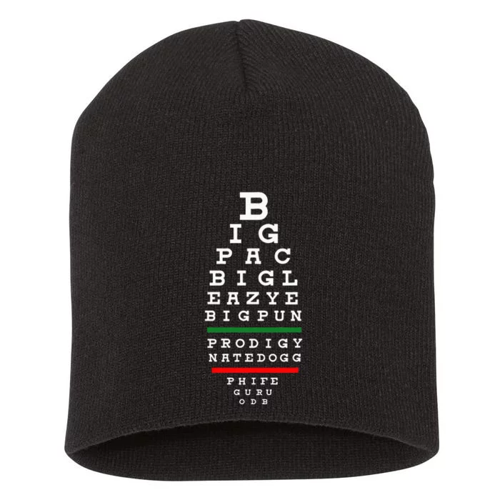 Old School Hip Hop Music Rap Legends Eye Chart 90s Hiphop Short Acrylic Beanie