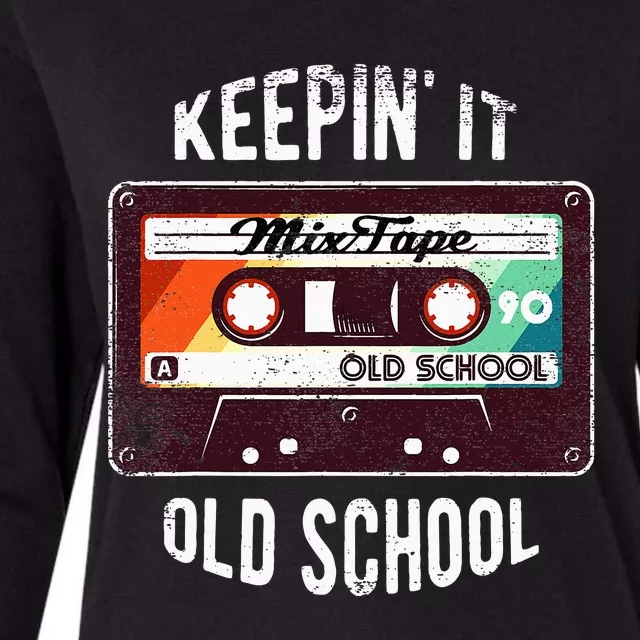 Old School Hip Hop 80s 90s Mixtape Graphic Womens Cotton Relaxed Long Sleeve T-Shirt