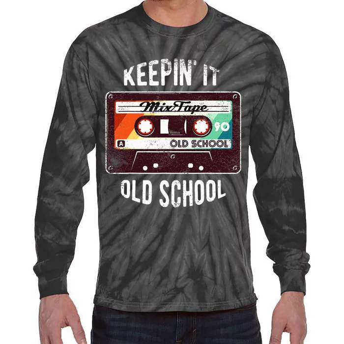 Old School Hip Hop 80s 90s Mixtape Graphic Tie-Dye Long Sleeve Shirt