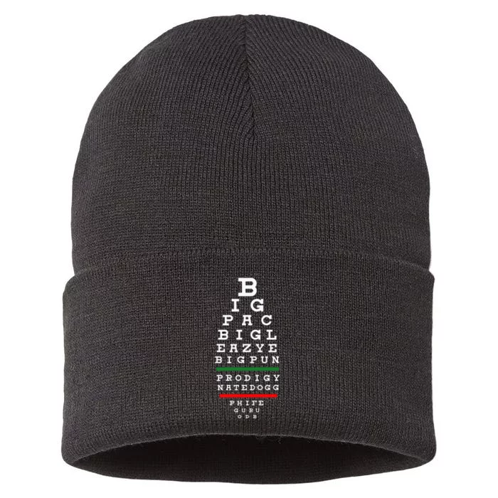 Old School Hip Hop Music Rap Legends Eye Chart 90s Hip Hop Sustainable Knit Beanie