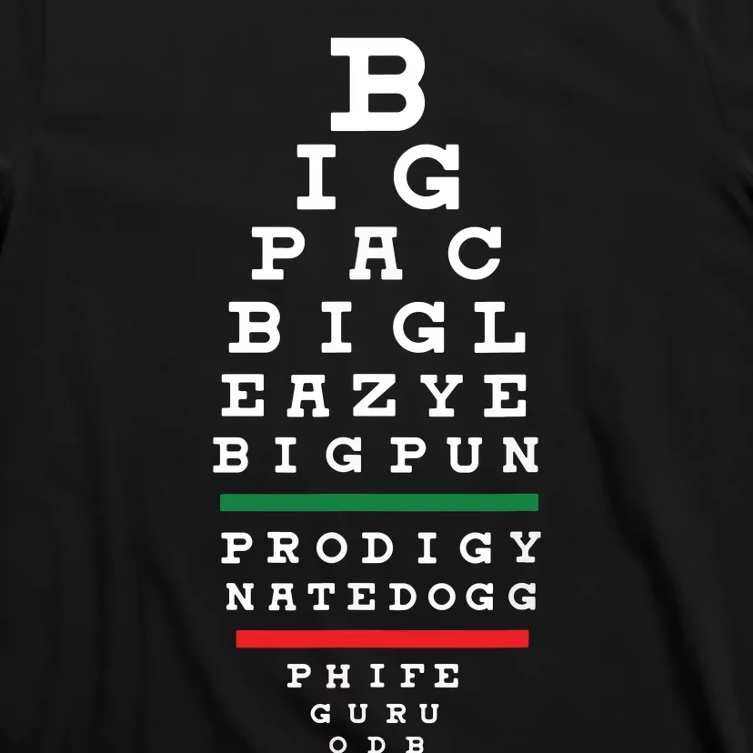 Old School Hip Hop Music Rap Legends Eye Chart 90s HipHop T-Shirt