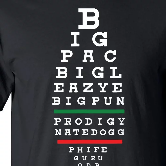 Old School Hip Hop Music Rap Legends Eye Chart 90s HipHop Tall T-Shirt