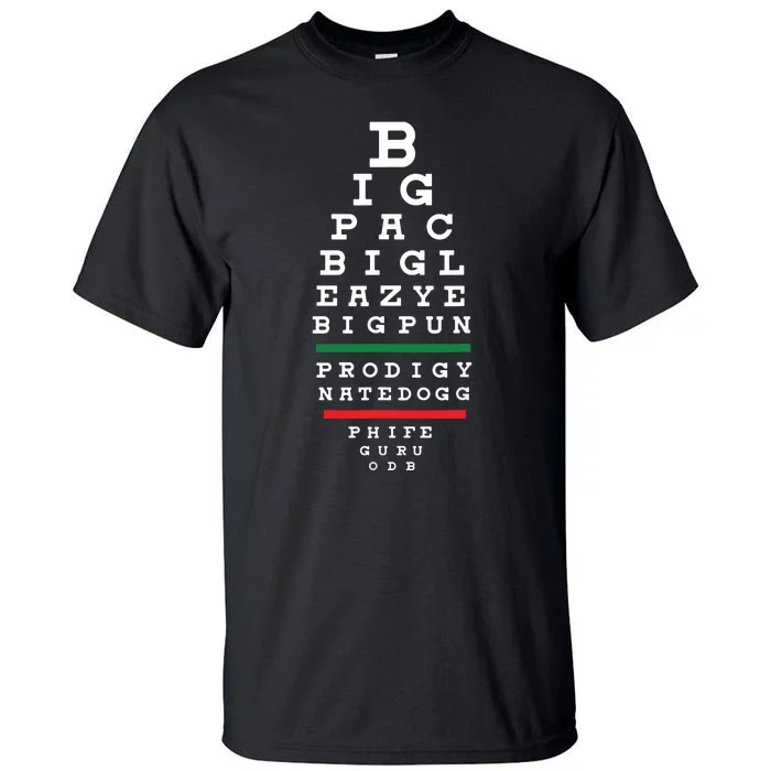 Old School Hip Hop Music Rap Legends Eye Chart 90s HipHop Tall T-Shirt