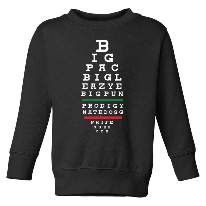 Old School Hip Hop Music Rap Legends Eye Chart 90s HipHop Toddler Sweatshirt