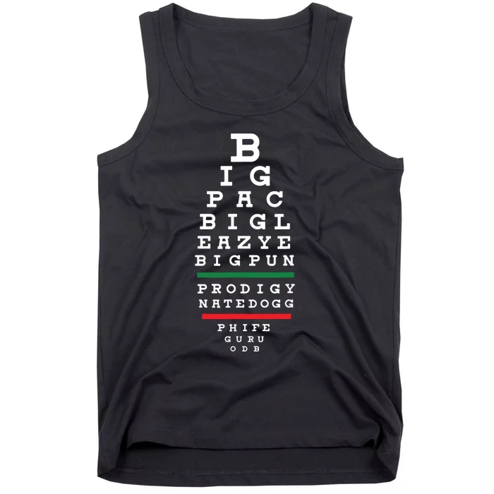 Old School Hip Hop Music Rap Legends Eye Chart 90s HipHop Tank Top