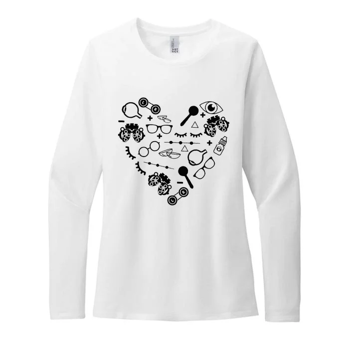 Optometry Symbols Heart Eyeglasses Spectacles Optician Life Womens CVC Long Sleeve Shirt