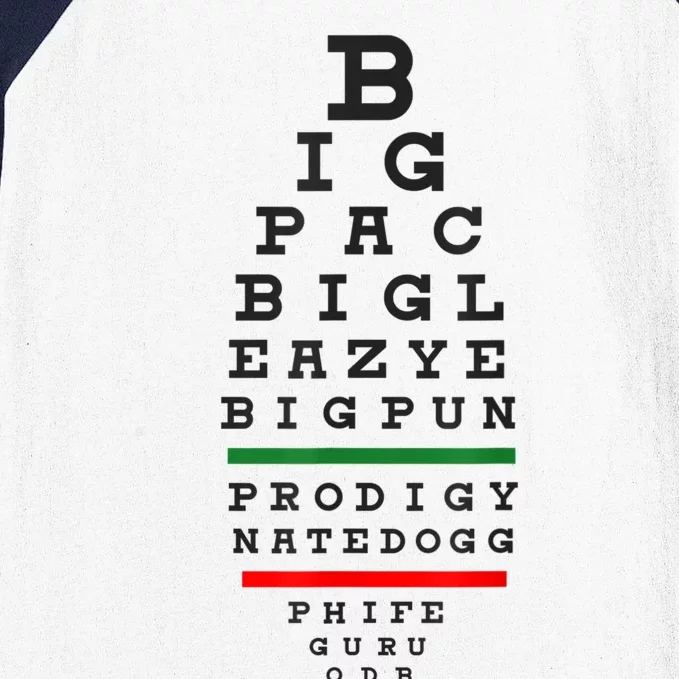 Old School Hip Hop Music Rap Legends Eye Chart 90s HipHop Baseball Sleeve Shirt