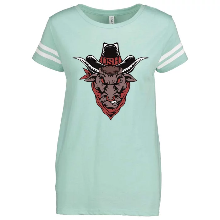 Old School Hats Bull Custom Printed Enza Ladies Jersey Football T-Shirt