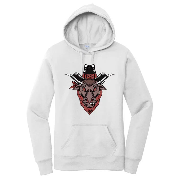 Old School Hats Bull Custom Printed Women's Pullover Hoodie