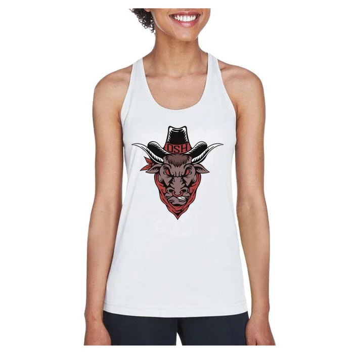 Old School Hats Bull Custom Printed Women's Racerback Tank