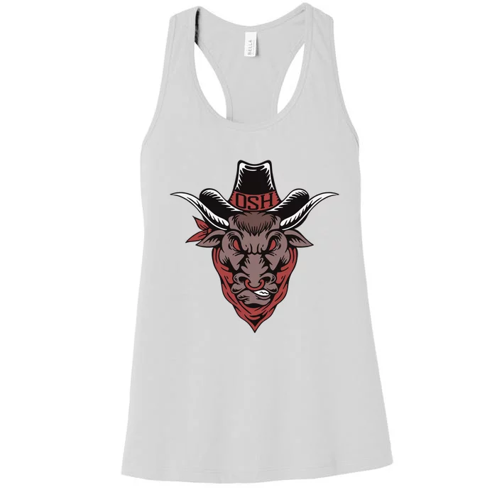 Old School Hats Bull Custom Printed Women's Racerback Tank