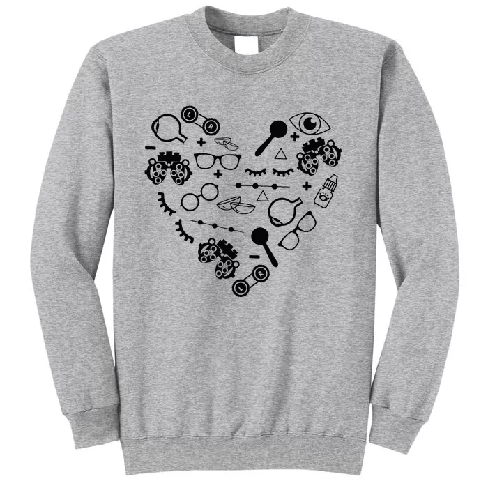 Optometry Symbols Heart Eyeglasses Spectacles Optician Life Tall Sweatshirt