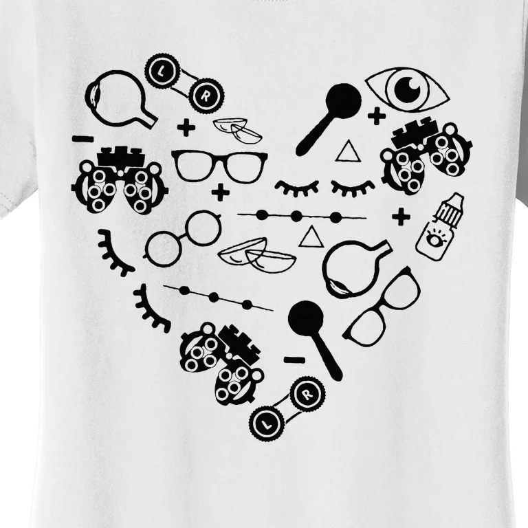 Optometry Symbols Heart Eyeglasses Spectacles Optician Life Women's T-Shirt