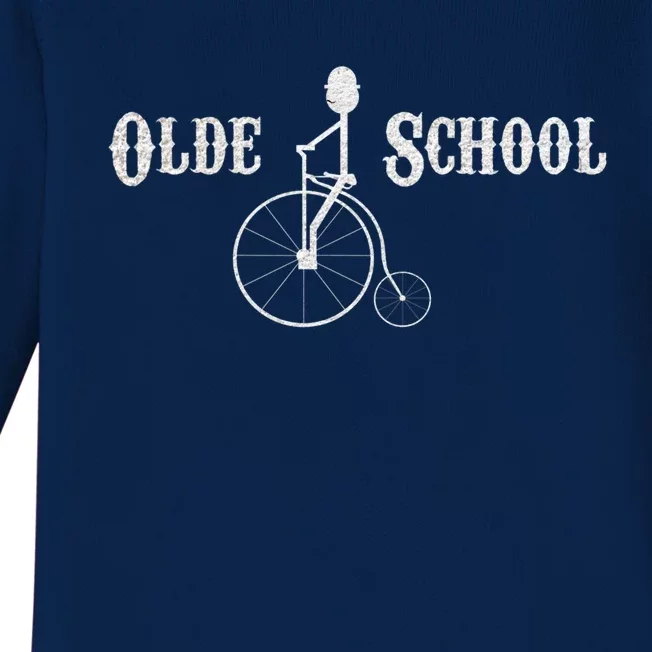 Olde School High Wheel Bike Funny Gift Baby Long Sleeve Bodysuit