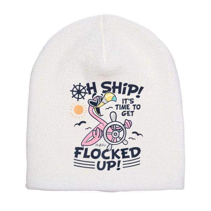 Oh Ship It's Time To Get Flocked Up! Flamingo Cruise Short Acrylic Beanie