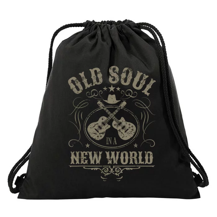 Old Soul In A New World Country Bluegrass Music Guitar Fan Drawstring Bag