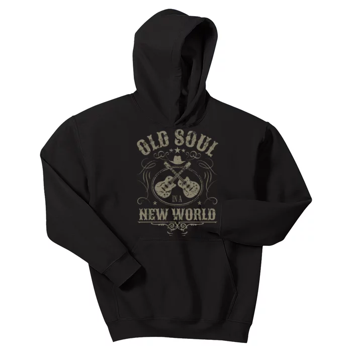 Old Soul In A New World Country Bluegrass Music Guitar Fan Kids Hoodie