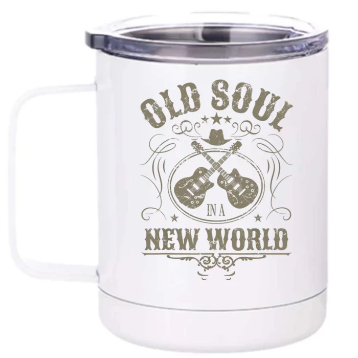 Old Soul In A New World Country Bluegrass Music Guitar Fan Front & Back 12oz Stainless Steel Tumbler Cup