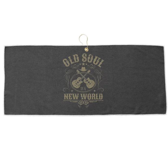 Old Soul In A New World Country Bluegrass Music Guitar Fan Large Microfiber Waffle Golf Towel