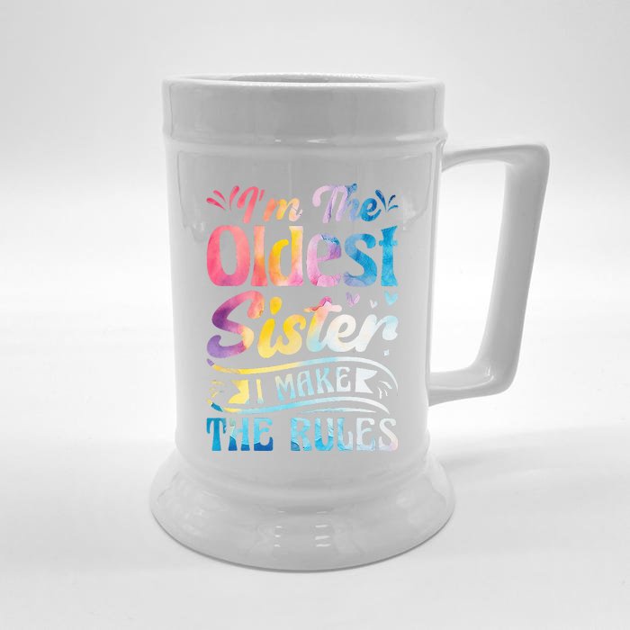 Oldest Sister I Make The Rules Funny Matching Sister Front & Back Beer Stein