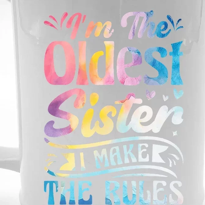 Oldest Sister I Make The Rules Funny Matching Sister Front & Back Beer Stein