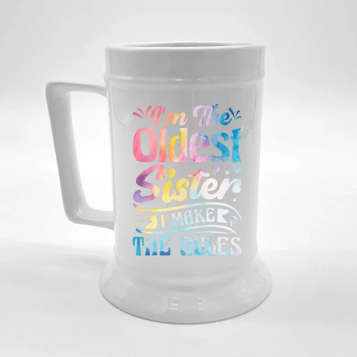 Oldest Sister I Make The Rules Funny Matching Sister Front & Back Beer Stein