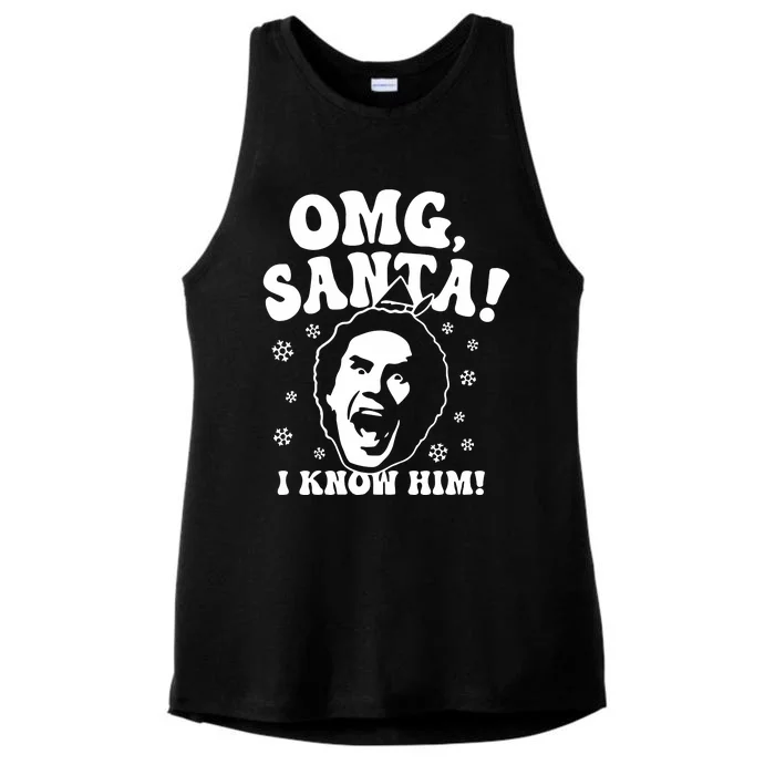 Omg Santa I Know Him Ladies Tri-Blend Wicking Tank