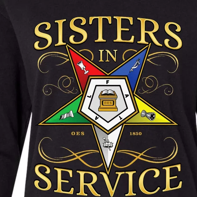 OES Sisters in Service Order of the Eastern Star Womens Cotton Relaxed Long Sleeve T-Shirt