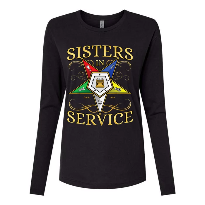 OES Sisters in Service Order of the Eastern Star Womens Cotton Relaxed Long Sleeve T-Shirt